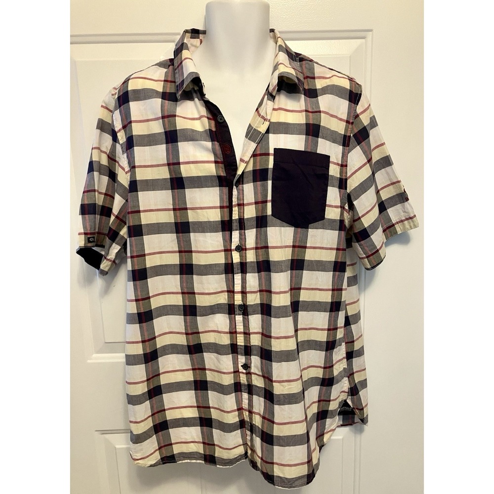 Buffalo‎ David Bitton Shirt XL/XXL Red White Plaid Short Sleeves Men’s
